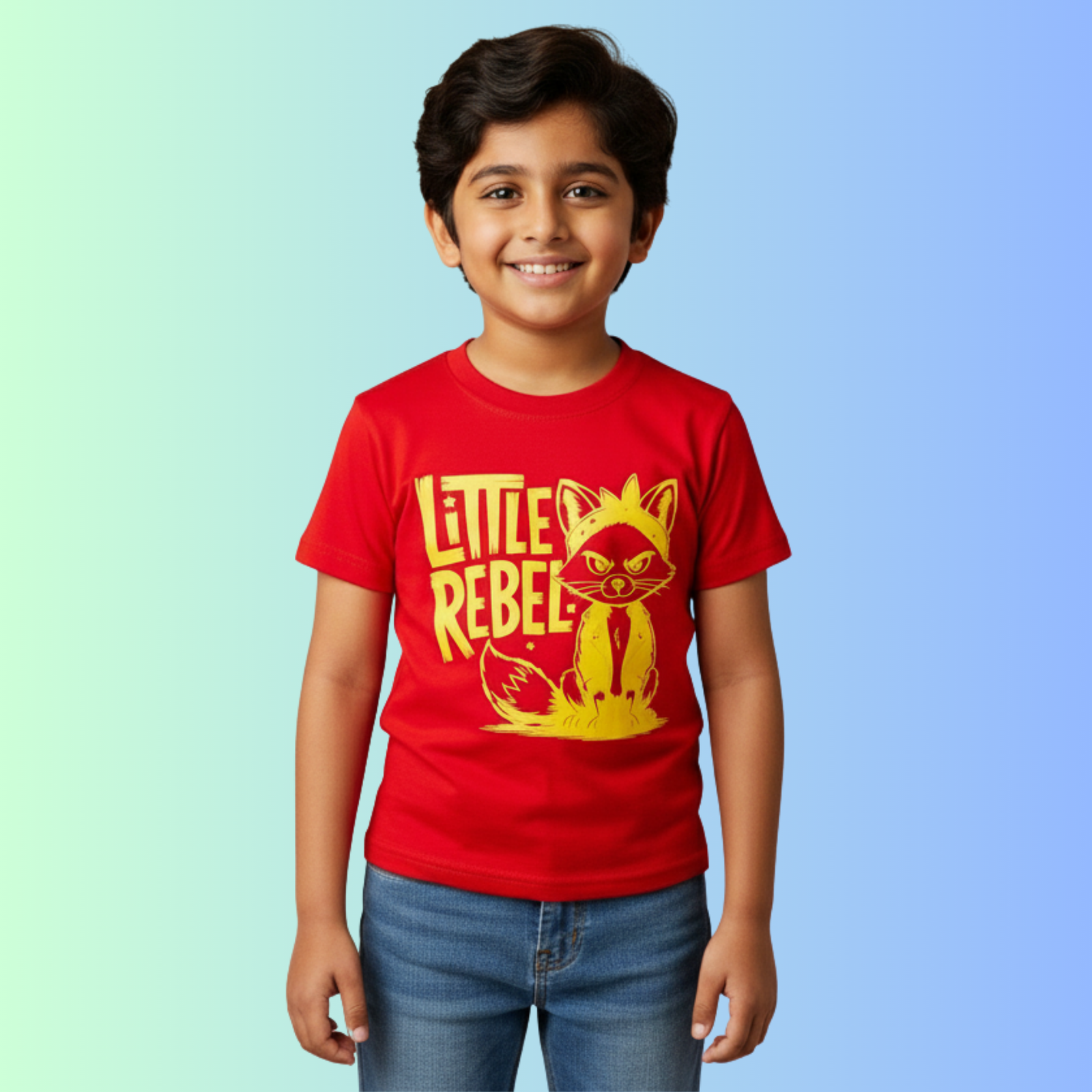 Comfortable Cotton Red T-Shirt - Rebel Print