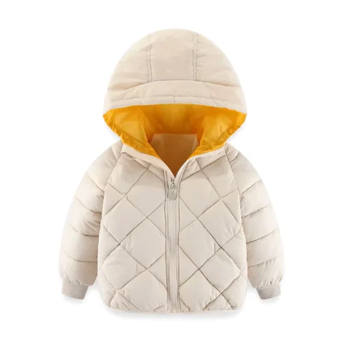 Kids Beige Winter Wear Full Sleeve Puffer Jacket for Boys & Girls